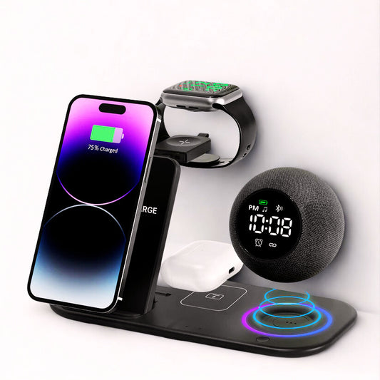 Art 8 - Sveglia Bluetooth MultifunzioneStazione di Ricarica 3-in-1 con Speaker Bluetooth e sveglia