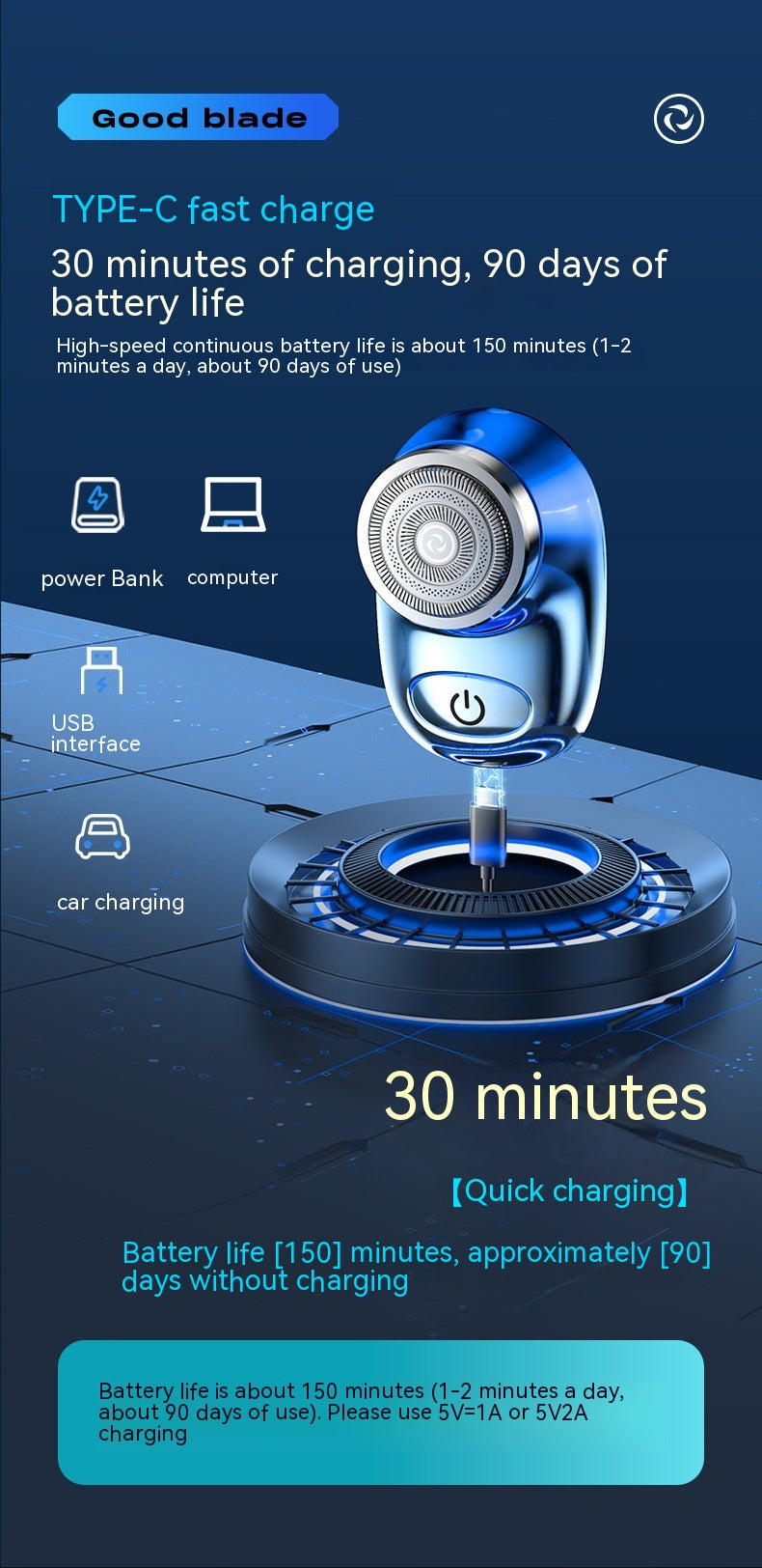 NEW! Mini Rasoio Elettrico da Viaggio